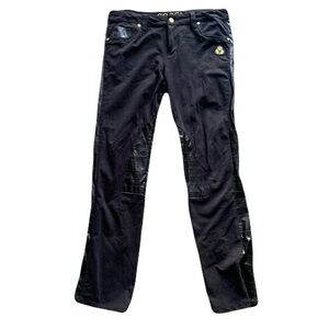 NWT COOGI Black Faux Leather Trim Juniors 13/14 Straight Goth Punk Moto Pants